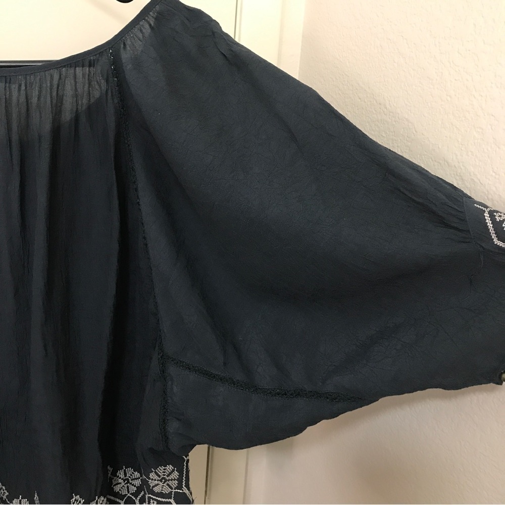 3/$15 Cecico blue boho wide dolman style sleeves top - Picture 8 of 11